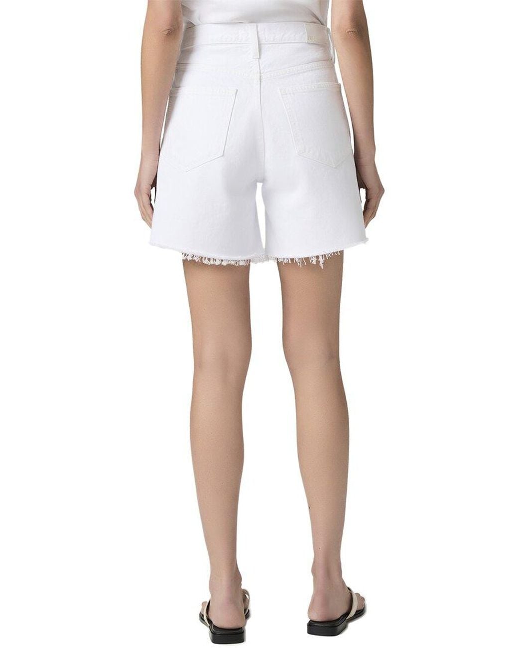 PAIGE White Archie Long Laundered Short