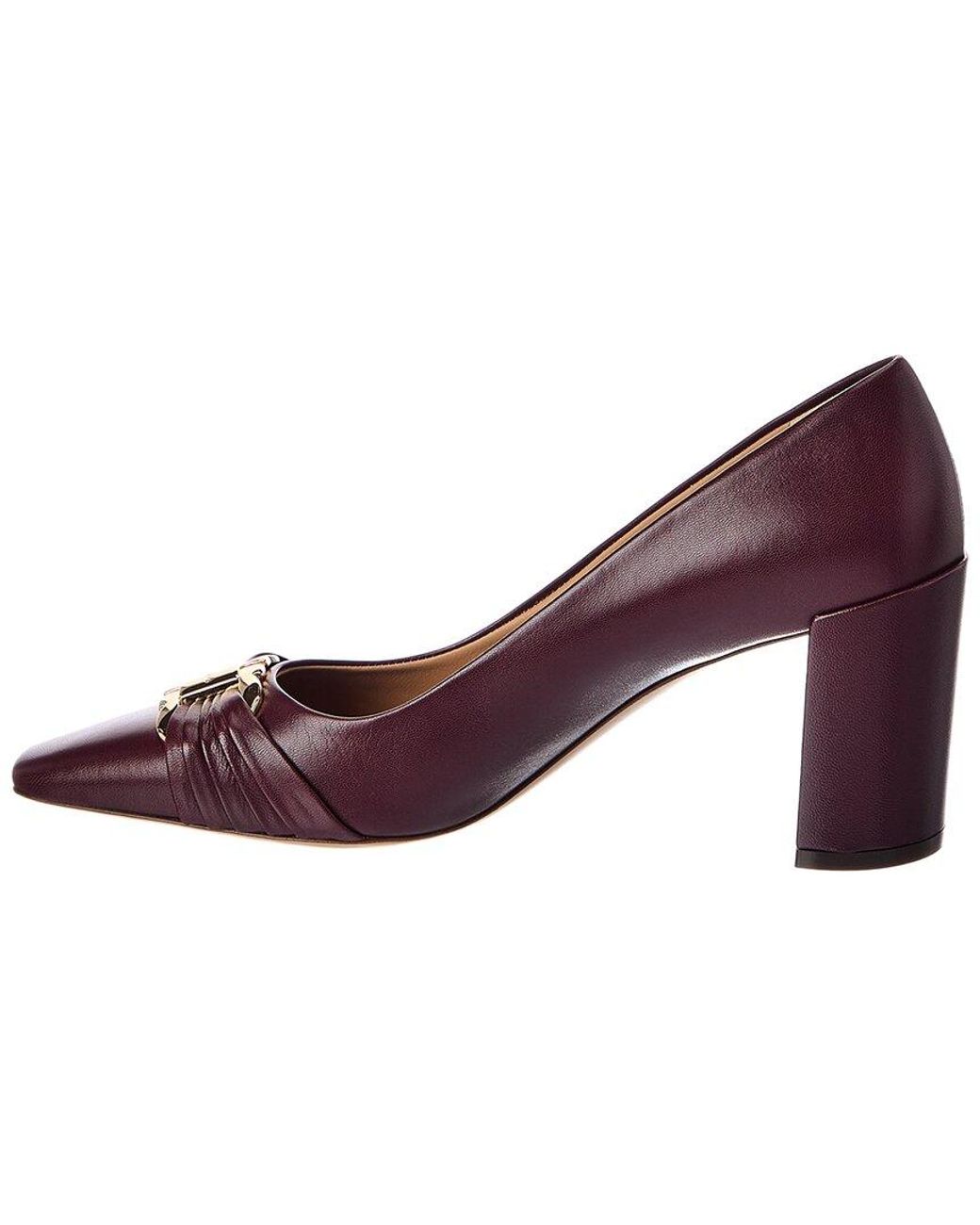 Ferragamo Purple Gancini Leather Pump