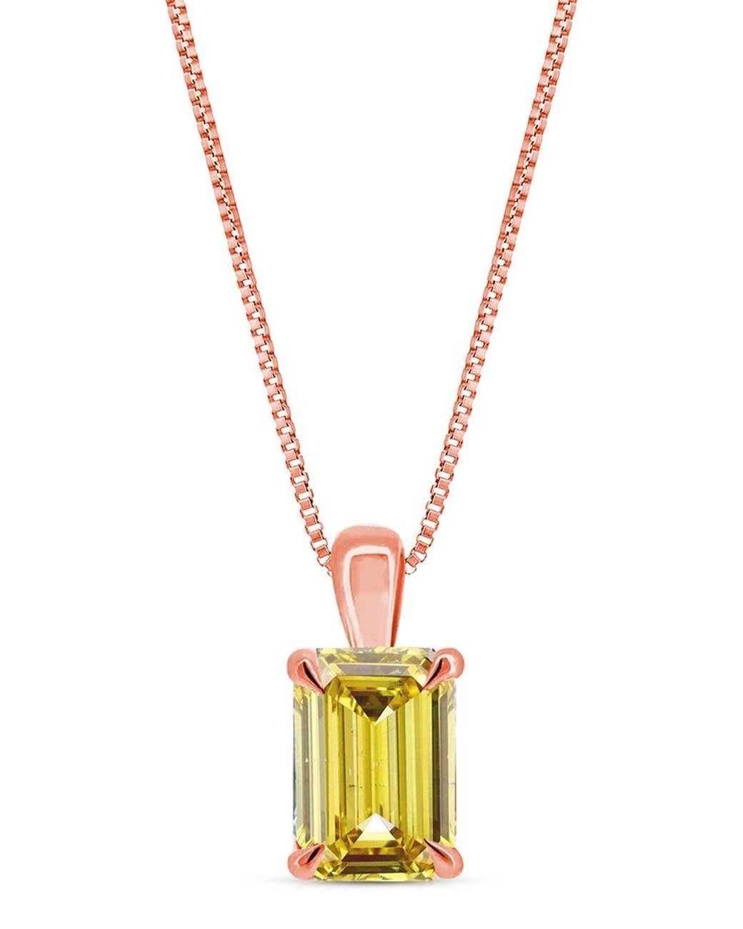 Amairah Metallic 14K Rose 2.00 Ct. Tw. Lab-Grown Diamond Solitaire Pendant Necklace