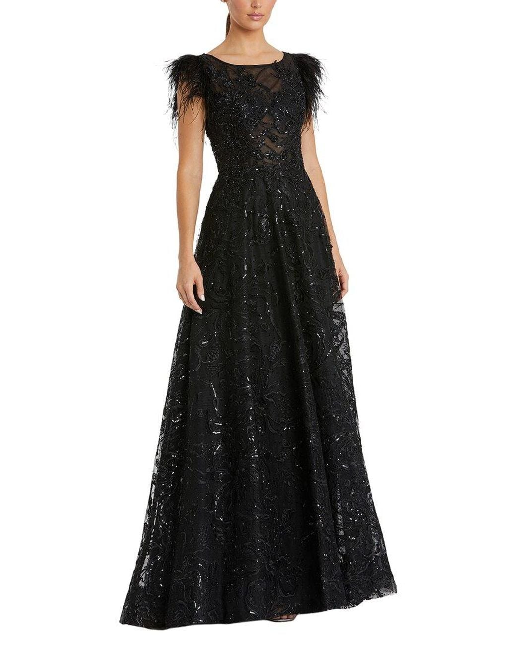 Mac Duggal Black Embellished Maxi Dress