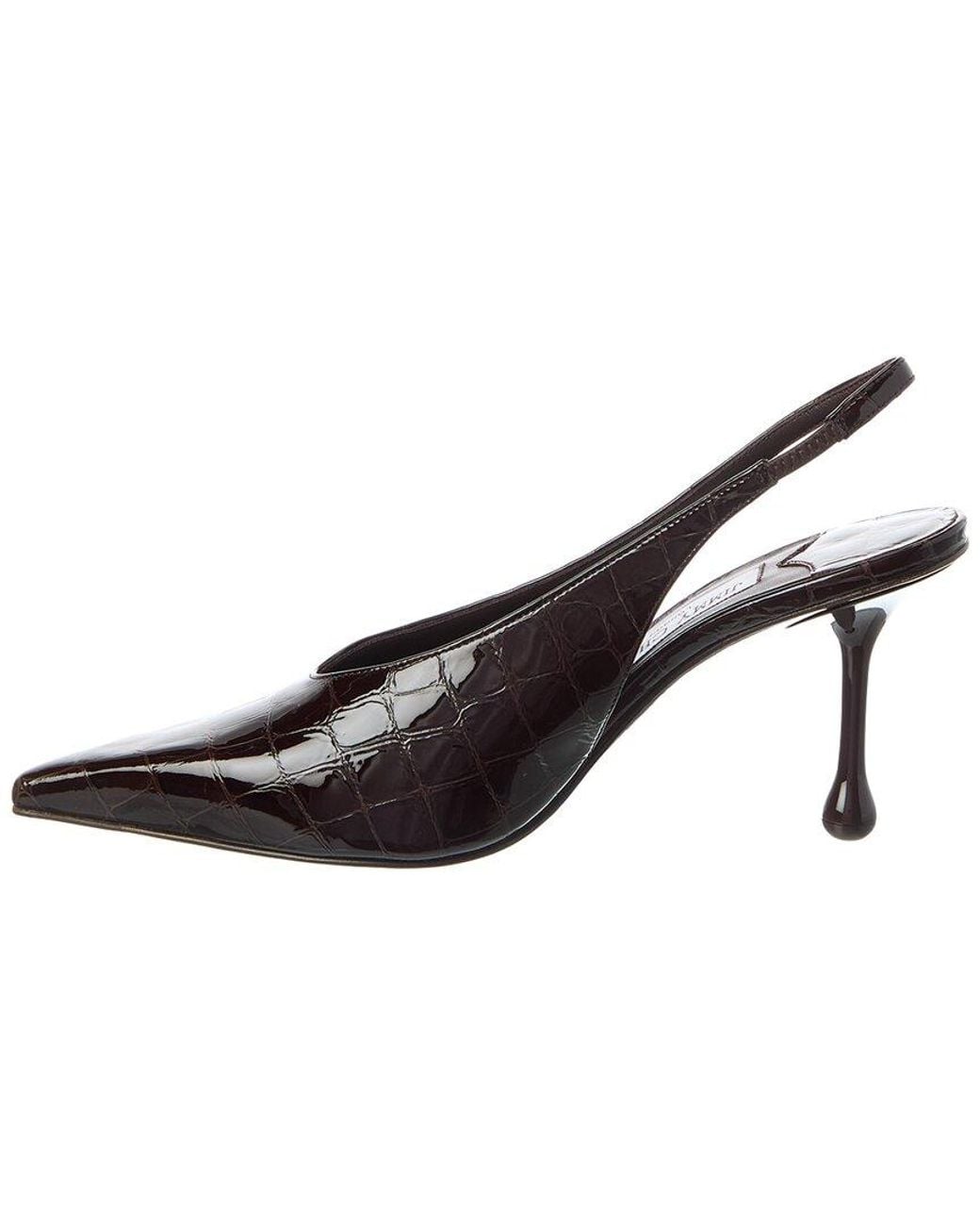 Jimmy Choo Metallic Isa 80 Croc-Embossed Leather Slingback Pump
