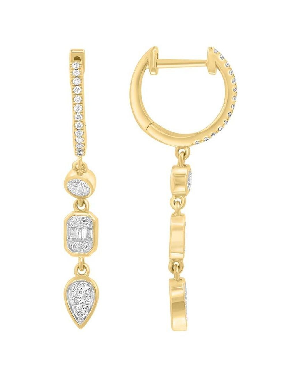 Effy Fine Jewelry Metallic 14K 0.36 Ct. Tw. Diamond Earrings