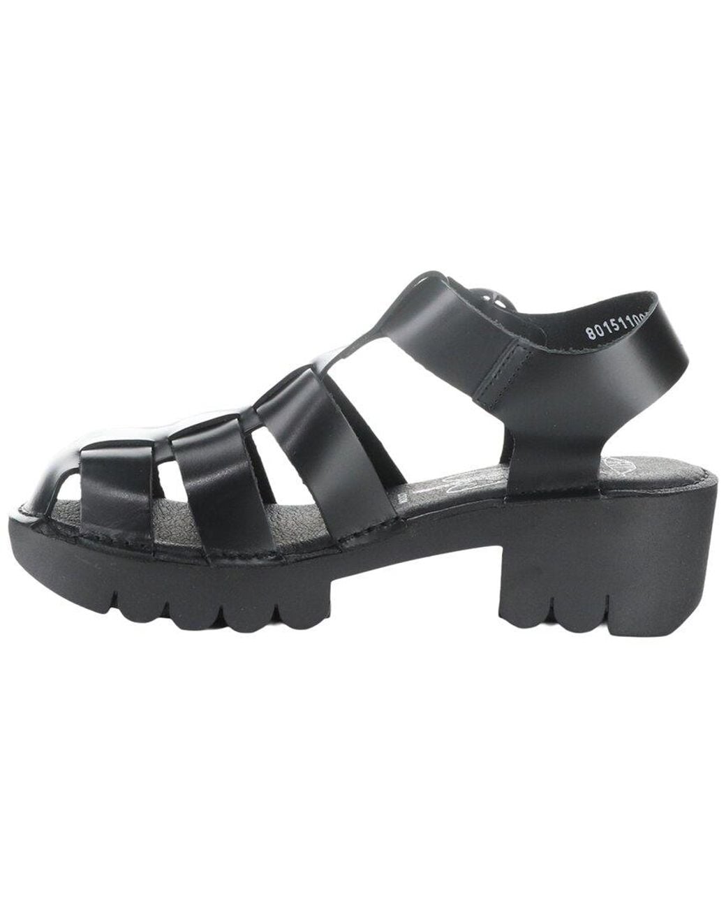 Fly London Black Emme Leather Sandal