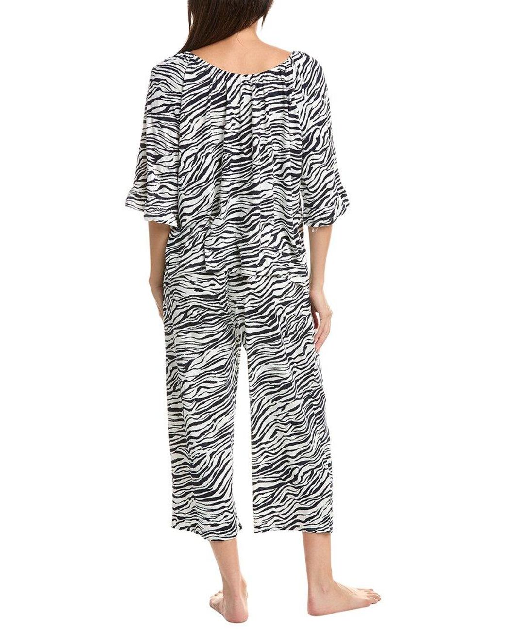 Ellen Tracy Black 2Pc Off-The-Shoulder Top & Wide Leg Pajama Set