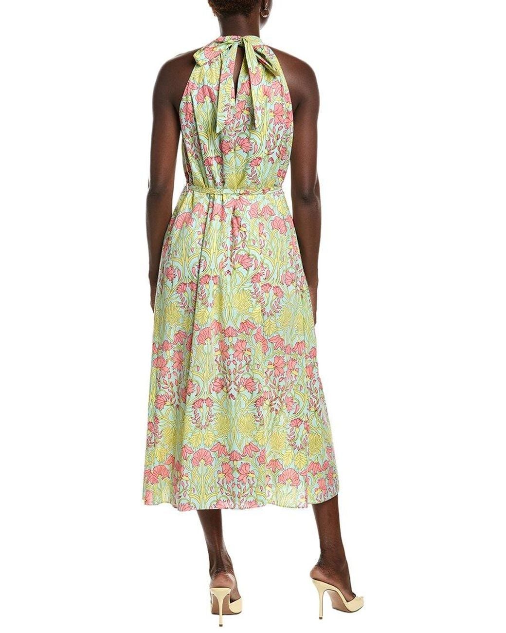 Garrie B Green Floral Boota Ruffle Dress