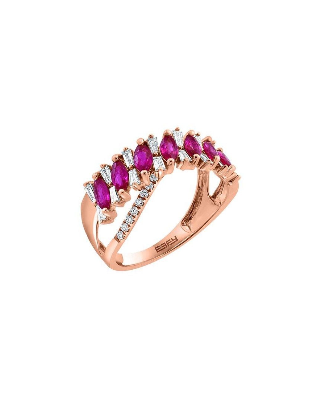 Effy Fine Jewelry Pink 14K Rose 1.62 Ct. Tw. Diamond & Ruby Ring