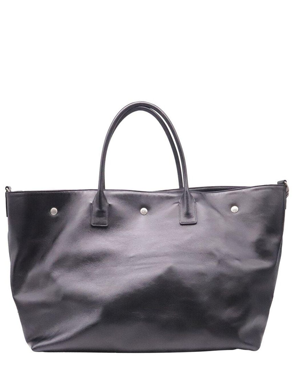 Saint Laurent Gray Leather Rive Gauche Maxi Tote (Authentic Pre-Loved)