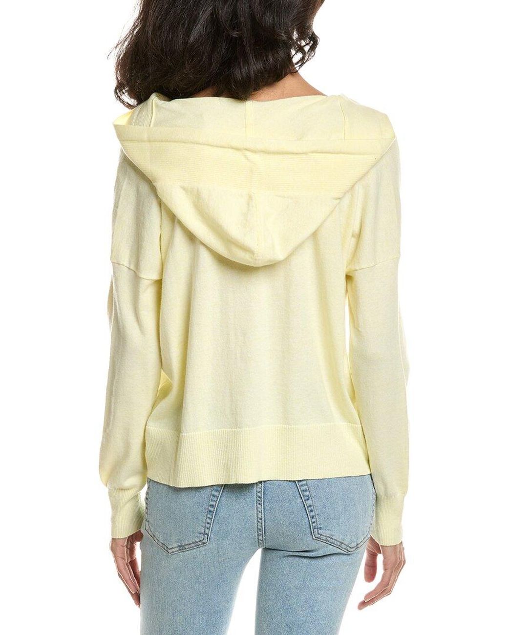 Forte White Crop Crossover Cashmere-Blend Hoodie