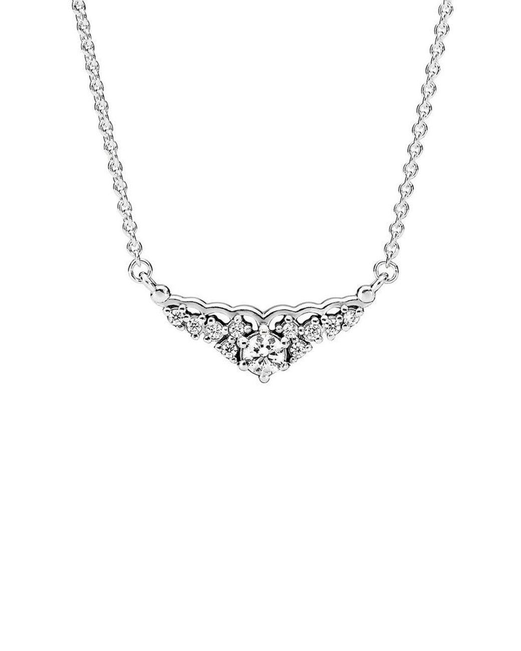 PANDORA Silver Cz Fairytale Tiara Necklace in Metallic Lyst