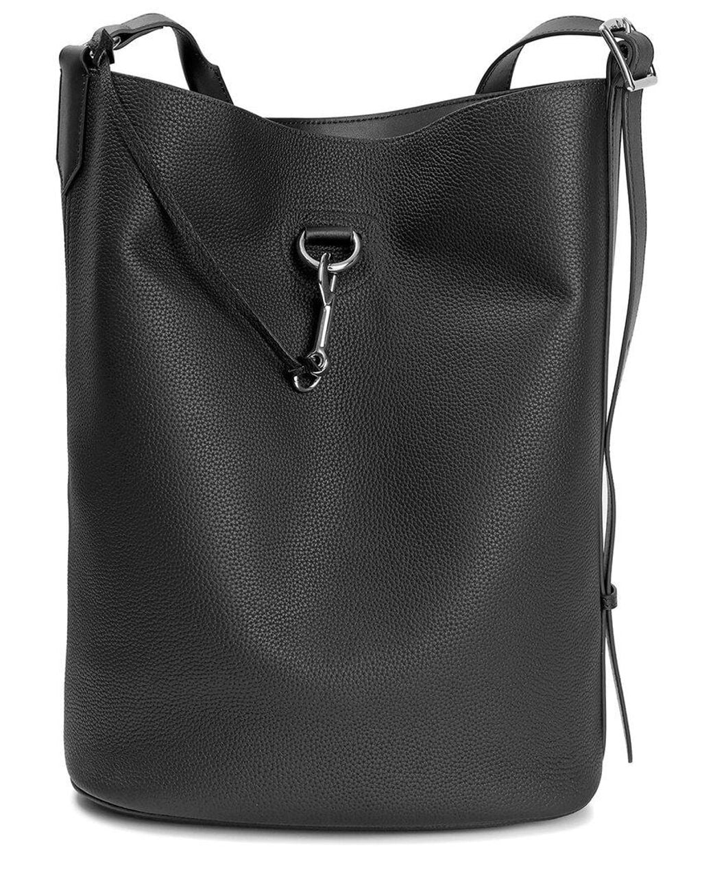 Tiffany & Fred Paris Black Pebbled Leather Bucket Tote