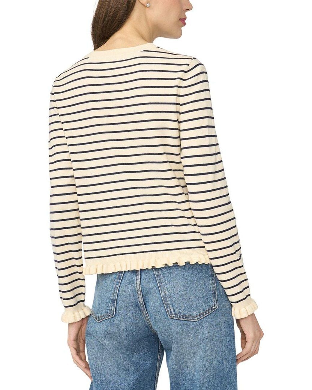 Cece White Stripe Cardigan