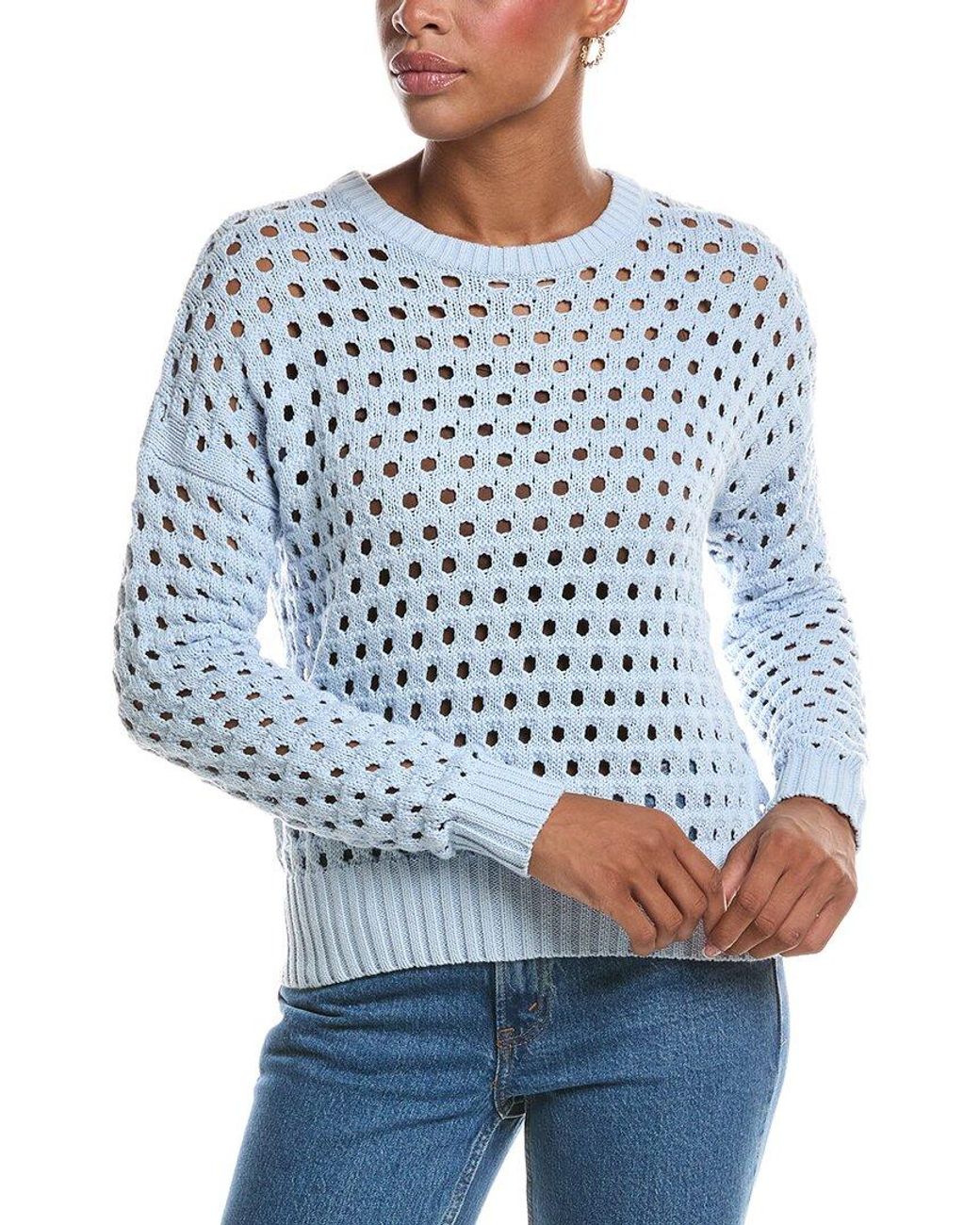 Autumn Cashmere Blue Mesh Crewneck Sweater
