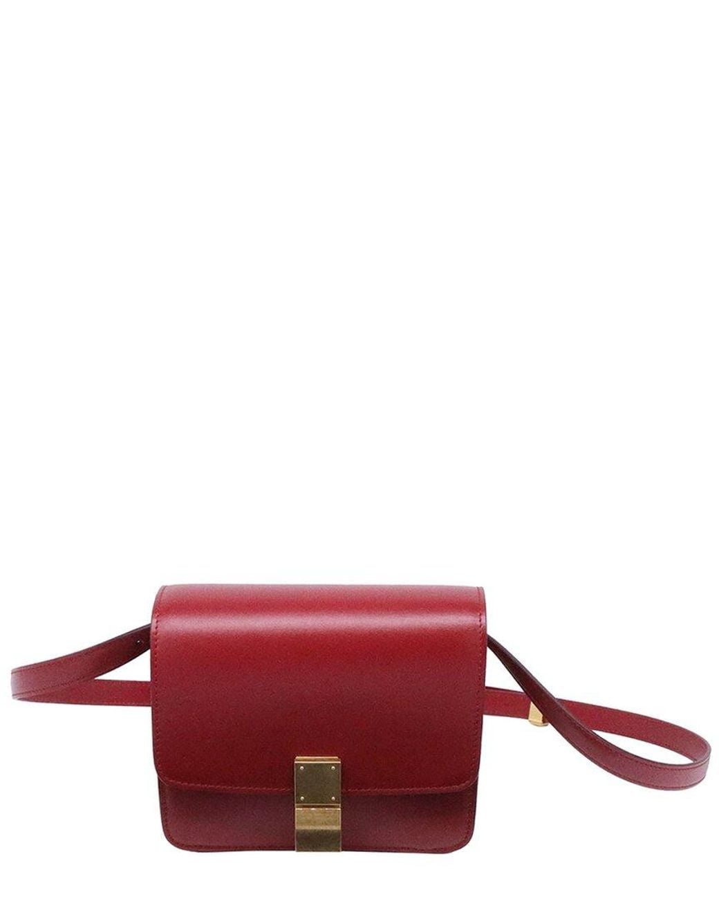 Céline Red Burgundy Calfskin Leather Classic Box Small Shoulder Bag (Authentic Pre-Loved)