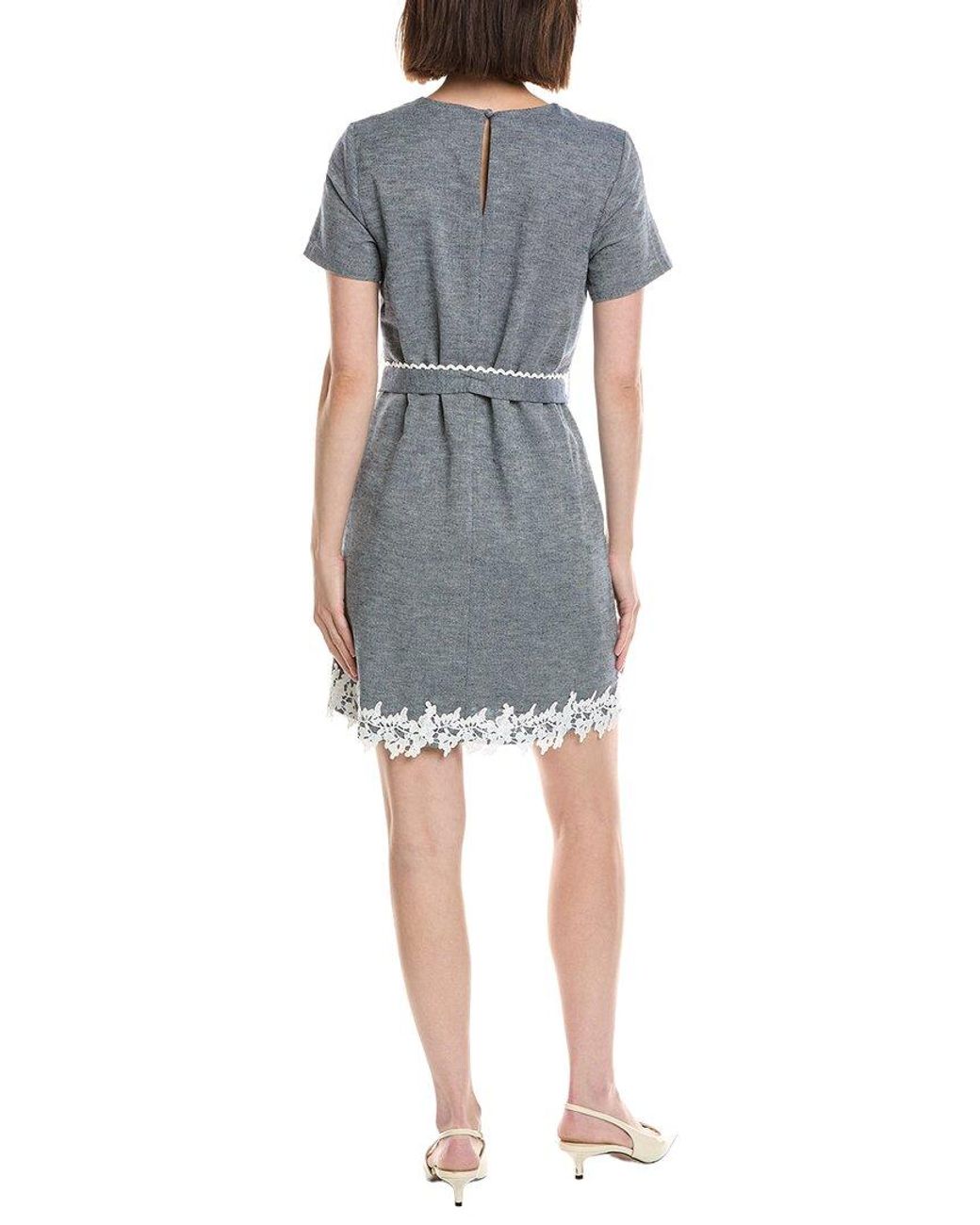 Cece Blue A-Line Linen-Blend Mini Dress
