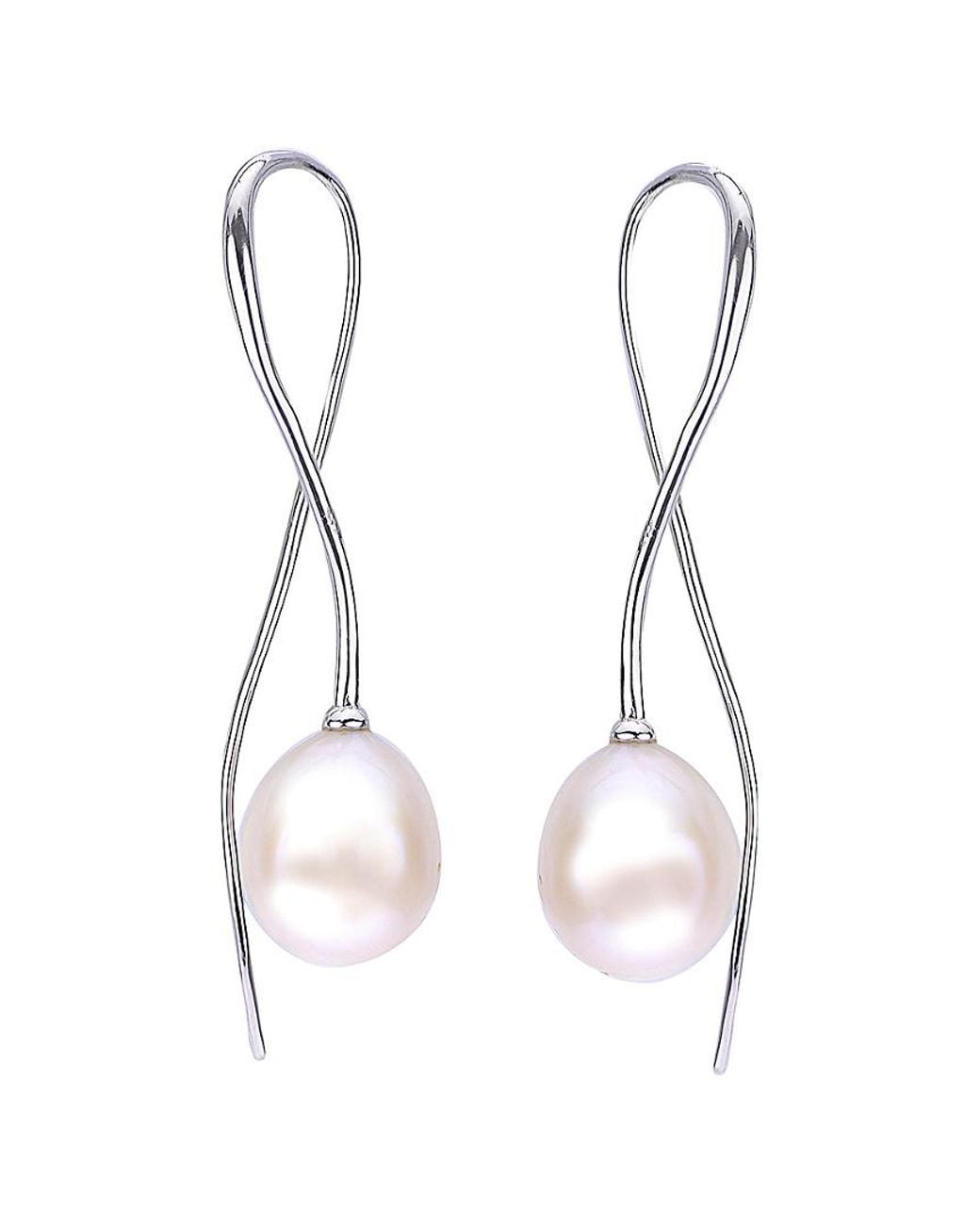 Pearls White Imperial Silver 9-10mm Pearl Earrings