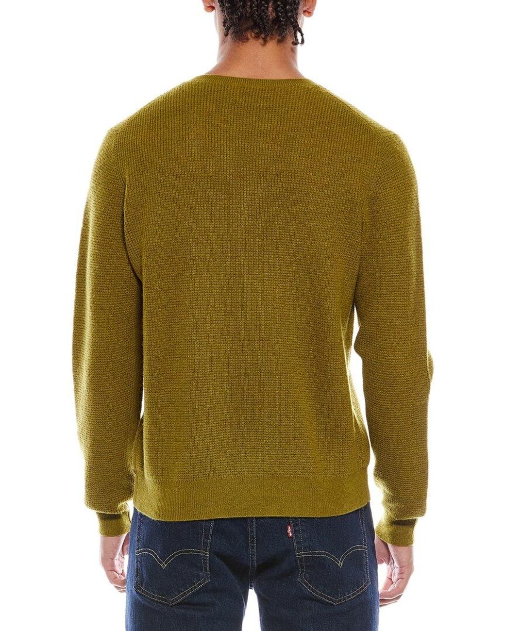 Brodie Cashmere Green Moss Stitch Wool & Cashmere-Blend Crewneck Sweater for men