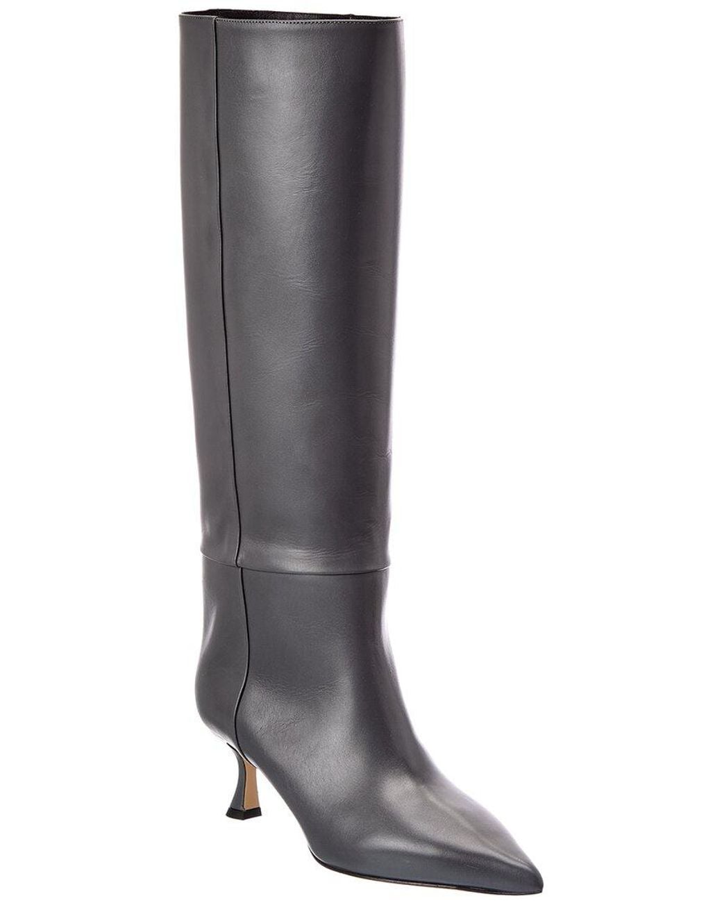 Alexandre Birman Gray Chloe 60 Leather Knee-High Boot