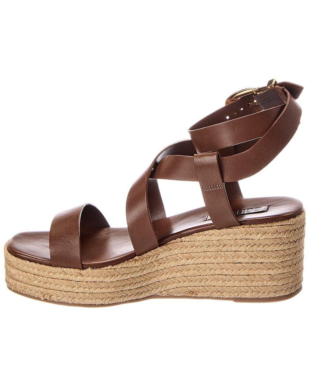 SCHUTZ SHOES Brown Harper Leather Flatform Sandal