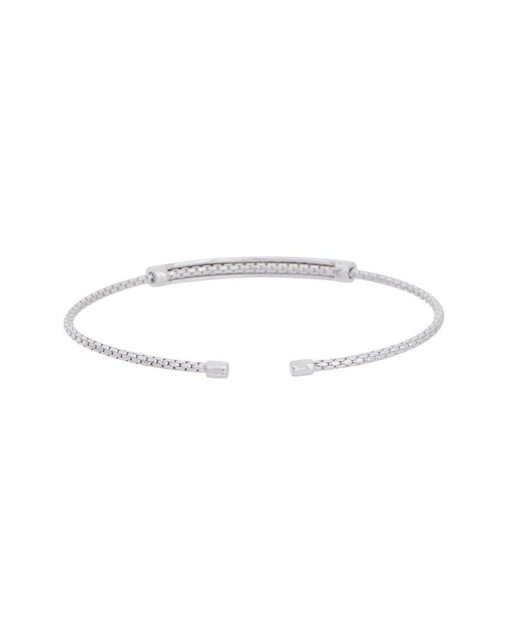 Meshmerise White 18K Plated 0.10 Ct. Tw. Diamond Mesh Bangle