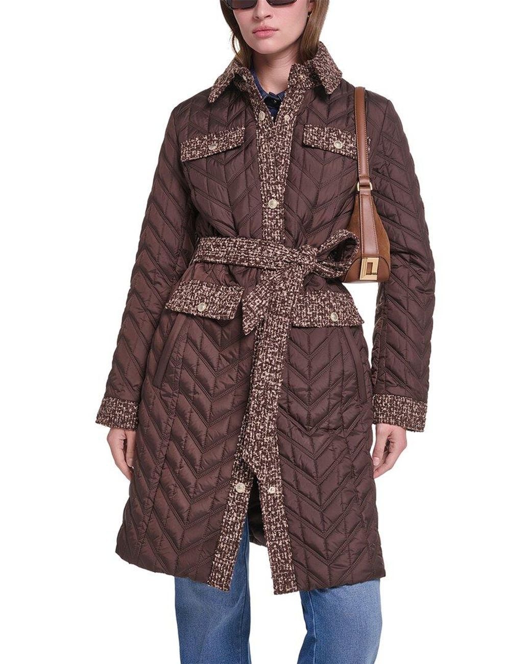Karl Lagerfeld Brown Quilted Coat