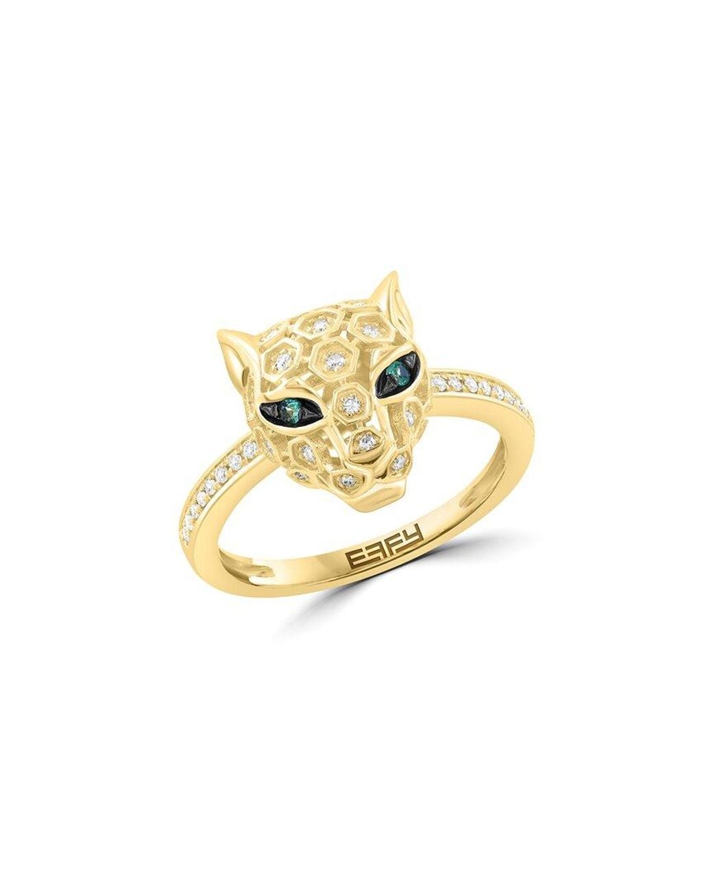 Effy Fine Jewelry Metallic 14K 0.20 Ct. Tw. Diamond & Emerald Ring