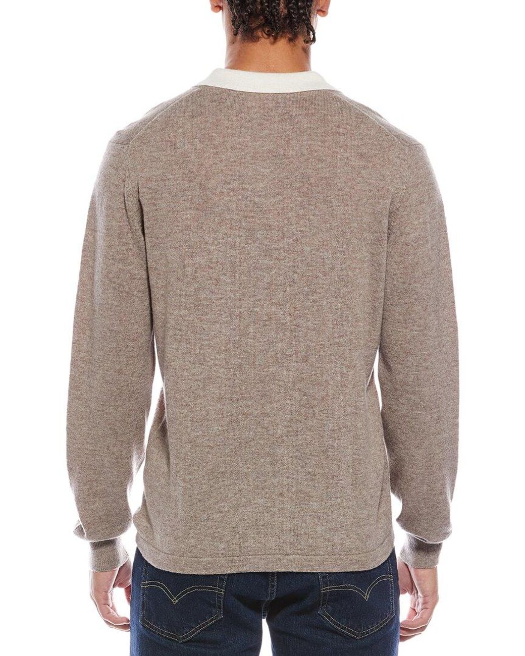 Brodie Cashmere Gray Solid Wool & Cashmere-Blend Rugby Shirt for men
