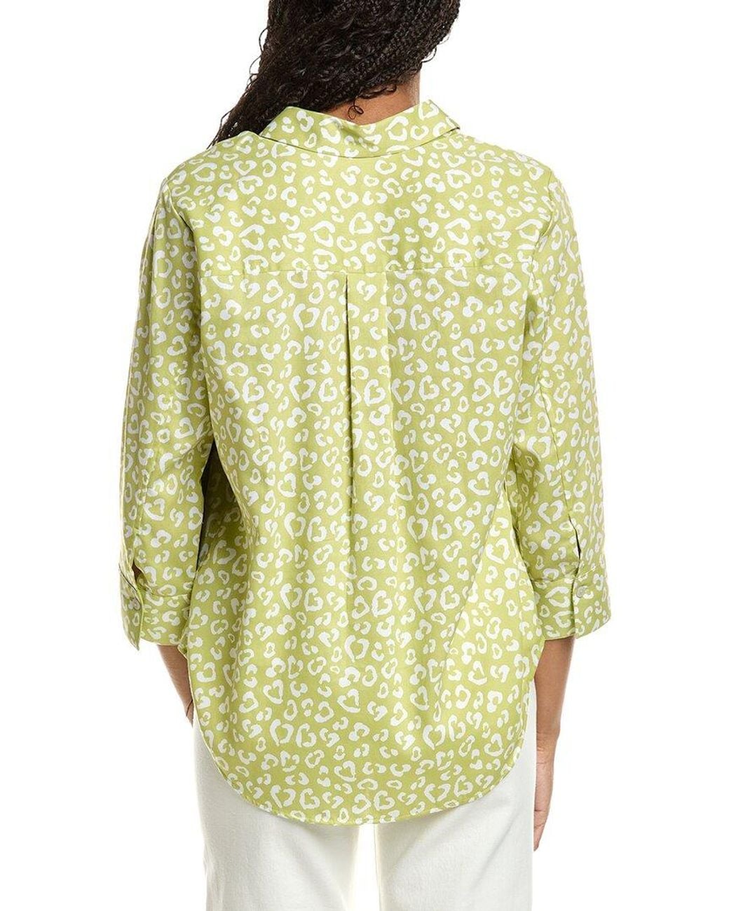 Foxcroft Yellow Margie 3/4-Sleeve Cheetah Shirt