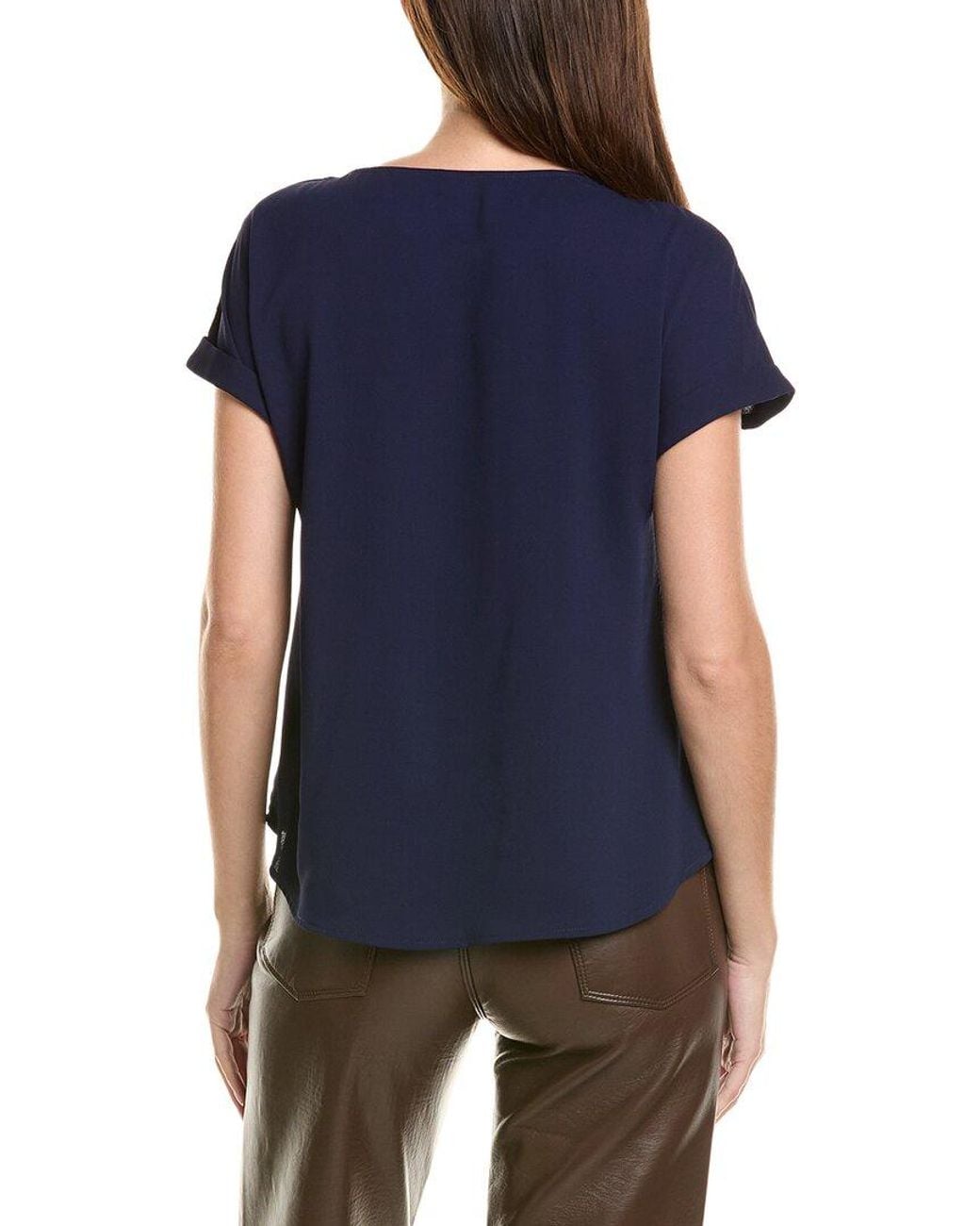 Jones New York Blue Shoulder Button Detail Blouse