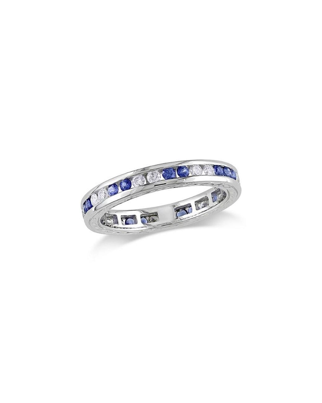 Diamond Select Cuts White 18K 1.08 Ct. Tw. Diamond & Sapphire Eternity Ring