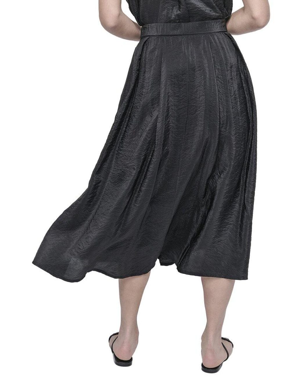 DKNY Blue Tech Poplin Zip Front Skirt