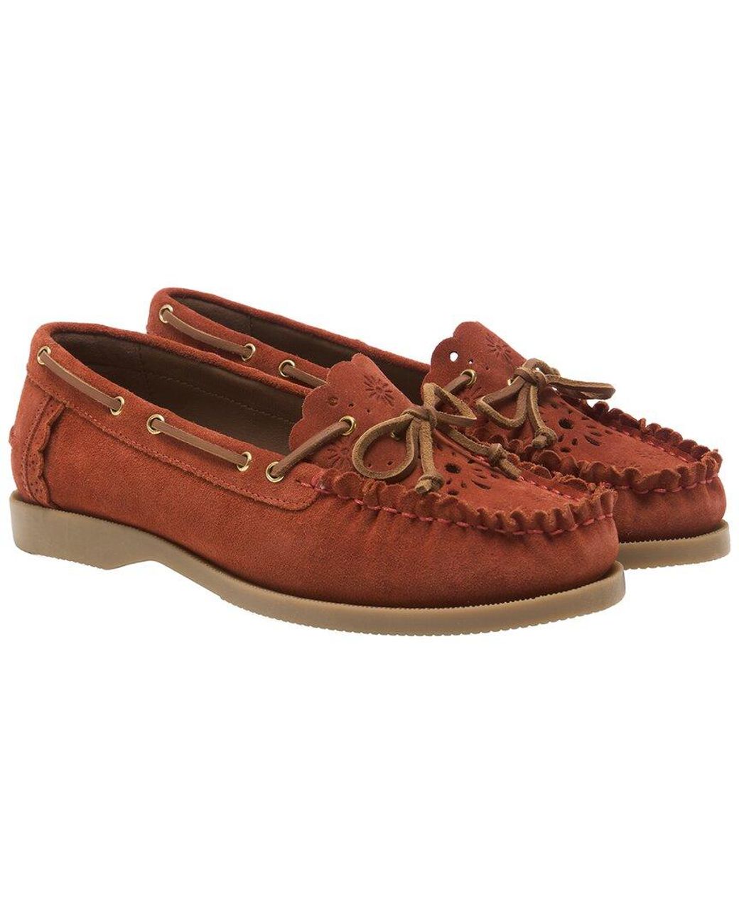 Free People Brown Lagoon Cut Out Suede Boat Shoe