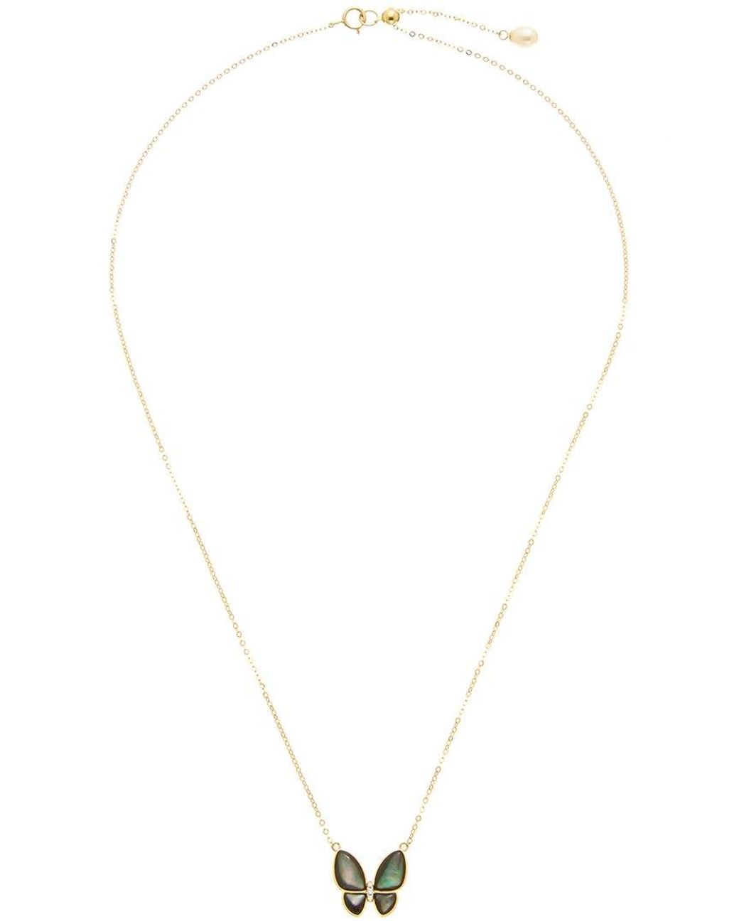 Maitre De Diamant Metallic 18K 0.20 Ct. Tw. Diamond & Pearl Necklace