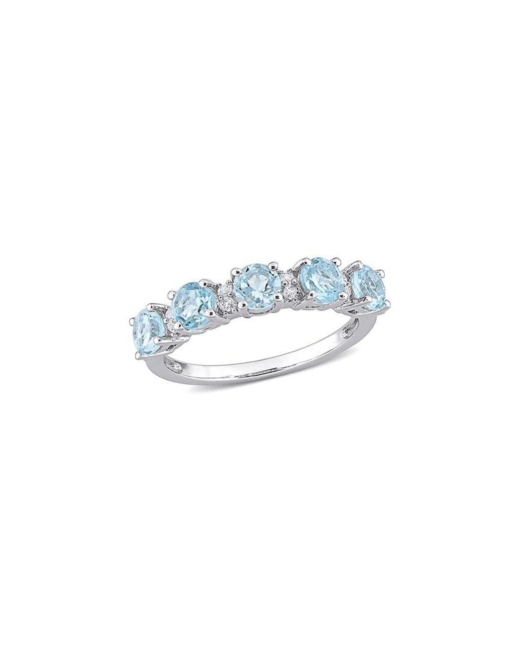 Rina Limor Silver 1.62 Ct. Tw. Blue Topaz Half-eternity Ring