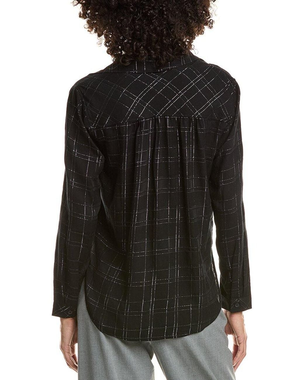Bella Dahl Black Lurex Plaid Top