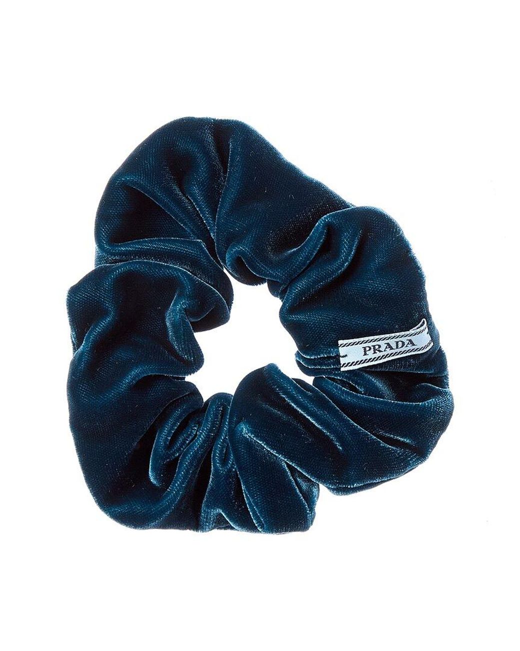 Prada Blue Logo Velvet Scrunchie