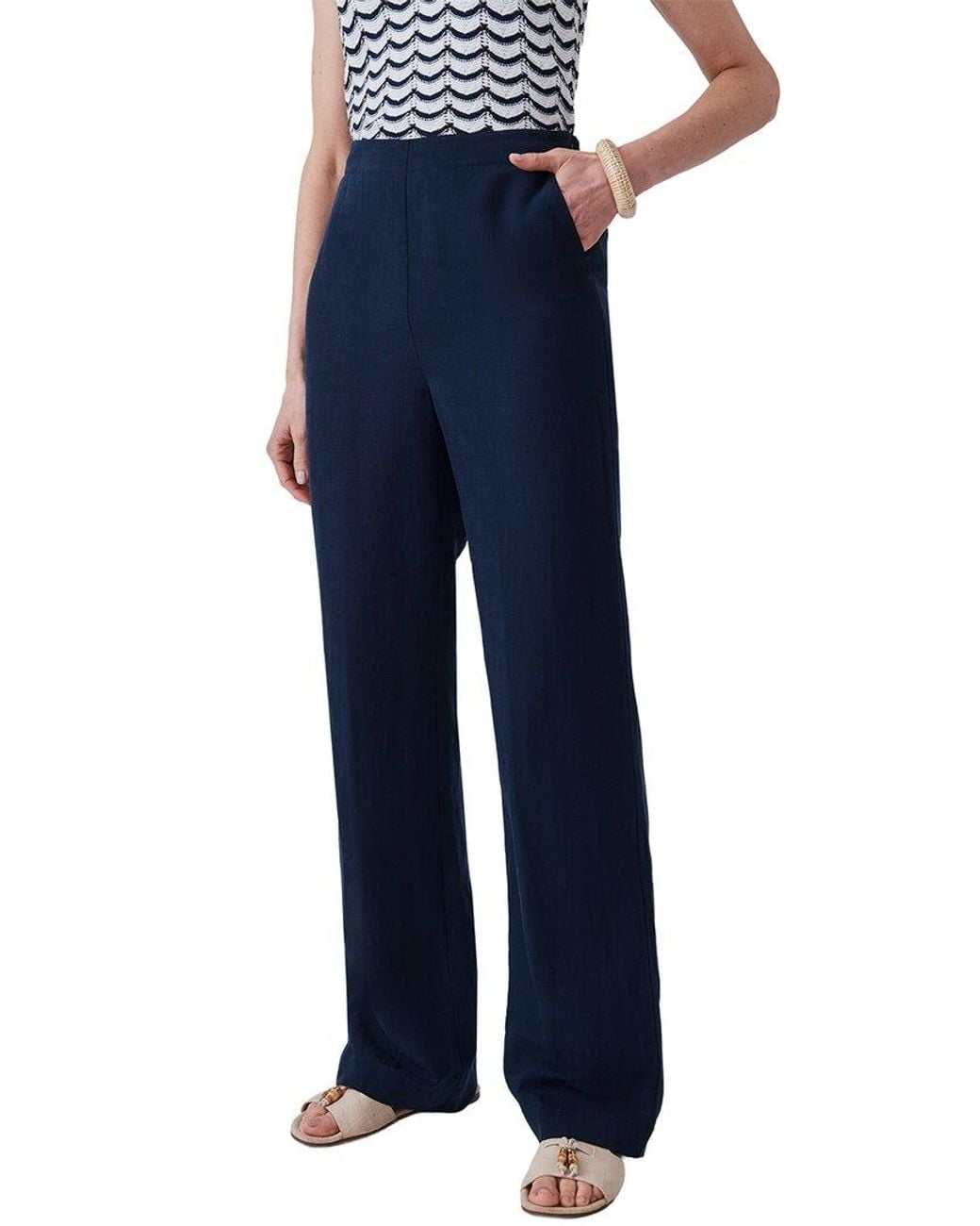 J.McLaughlin Blue Rita Linen-Blend Pant