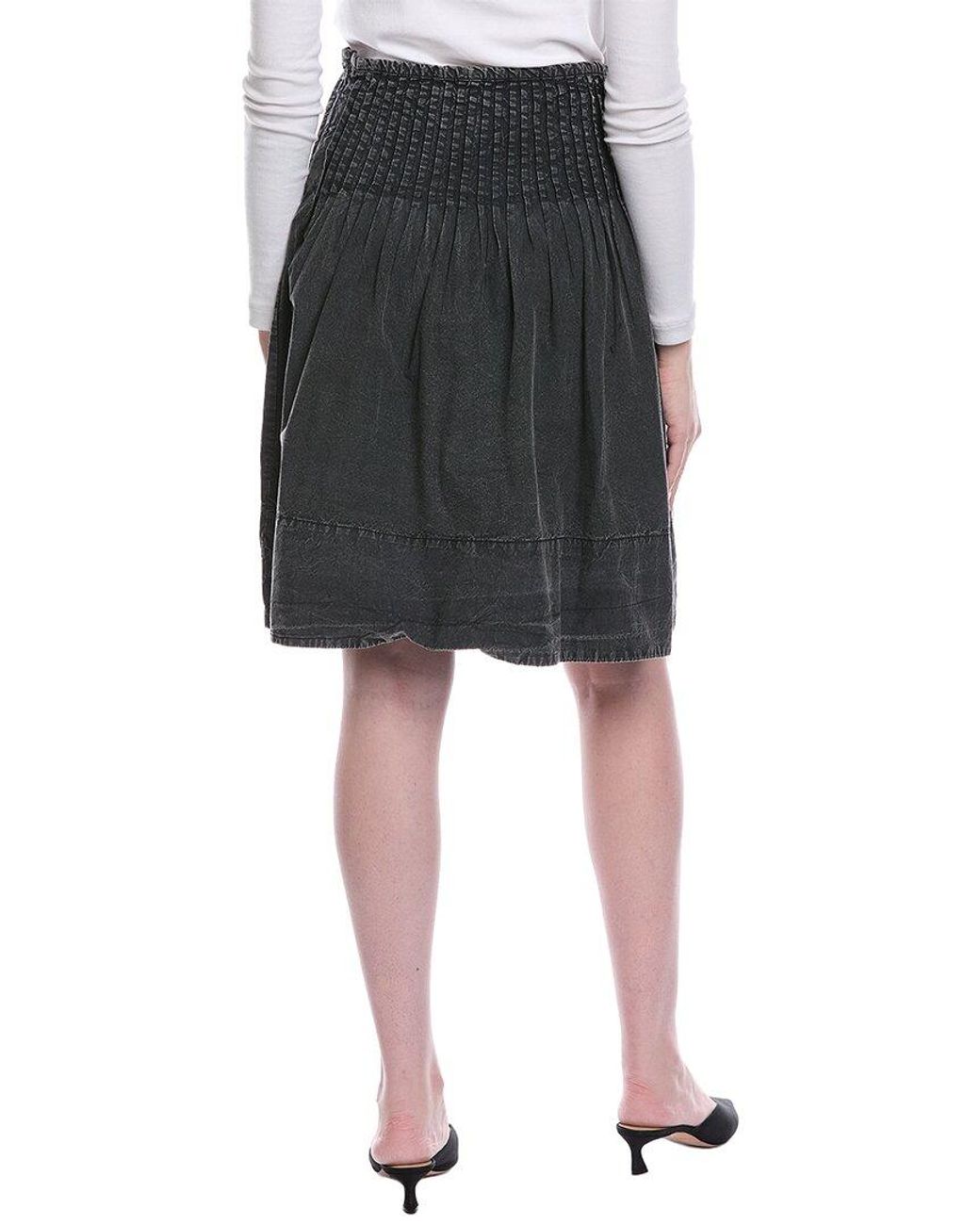 Free People Black Peyton Pintuck Midi Skirt
