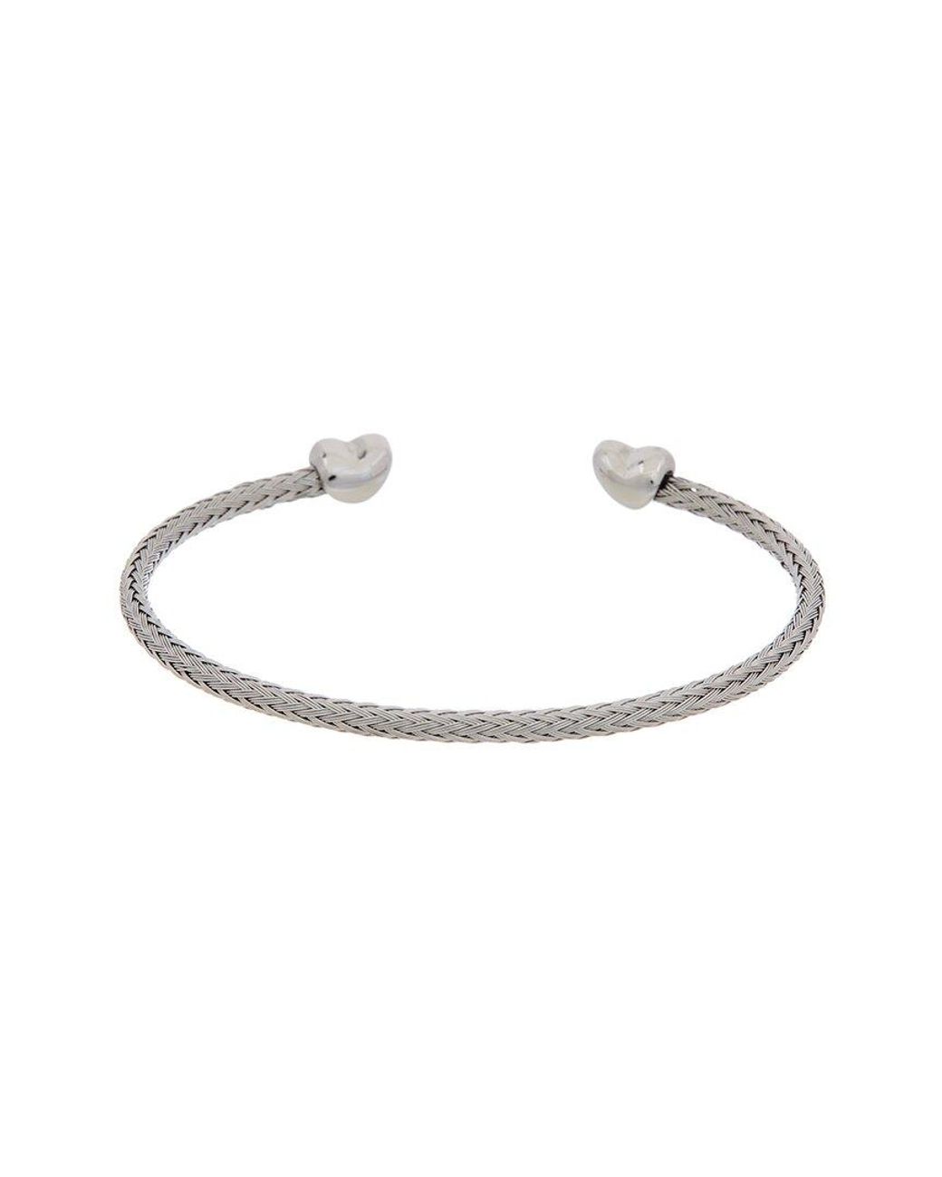 Juvell White 18K Plated Cz Mesh Heart Bangle Bracelet