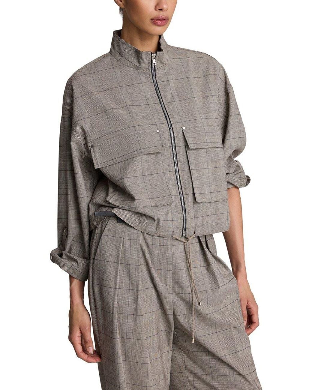 Kenneth Cole Gray Draw Cord Flap Pocket Jacket