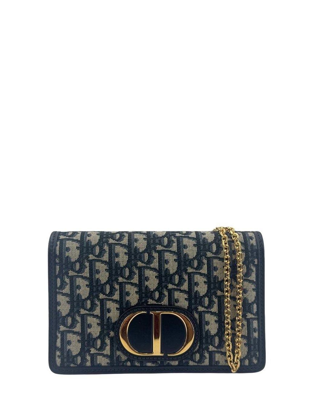 Dior Gray Oblique Canvas 30 Montaigne Chain Pouch (Authentic Pre-Loved)
