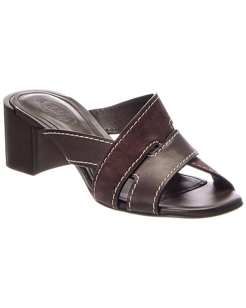 Tod's Brown Leather & Suede Sandal