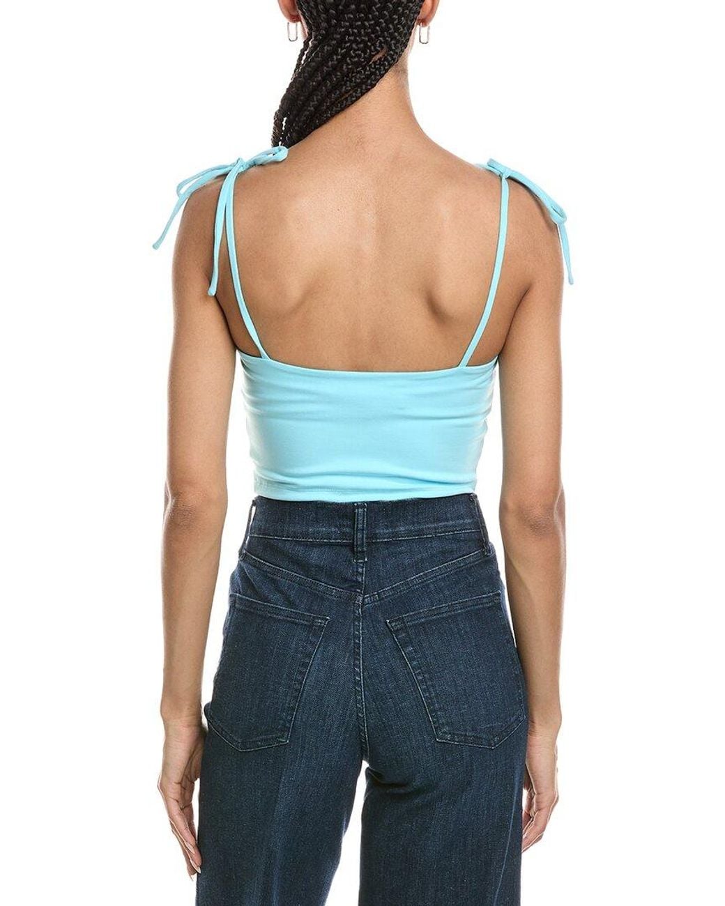 Susana Monaco Blue Tie Shoulder Crop Top