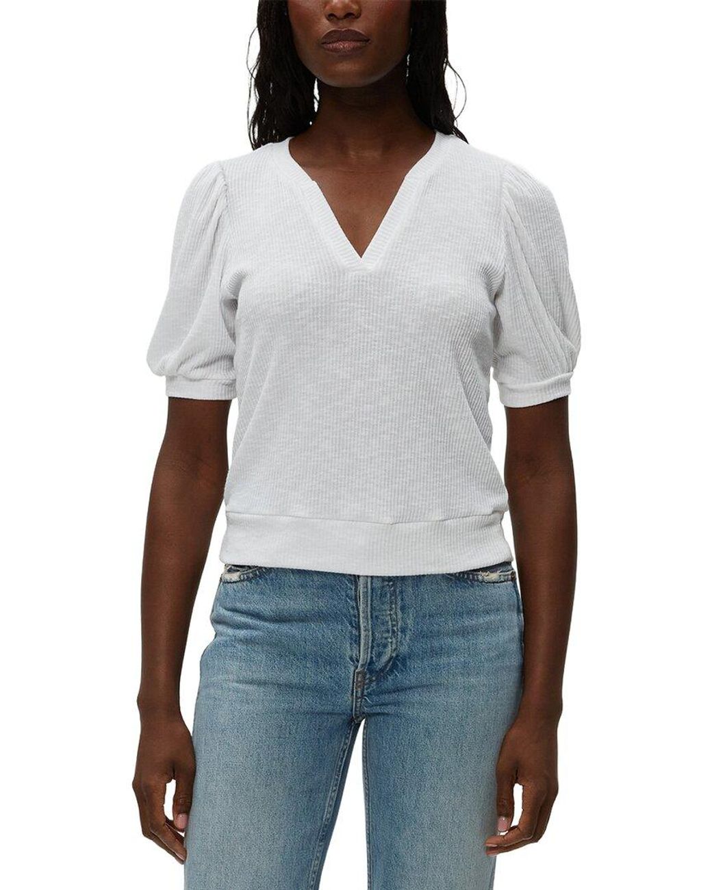 Michael Stars White Quinn Semi Fitted Top