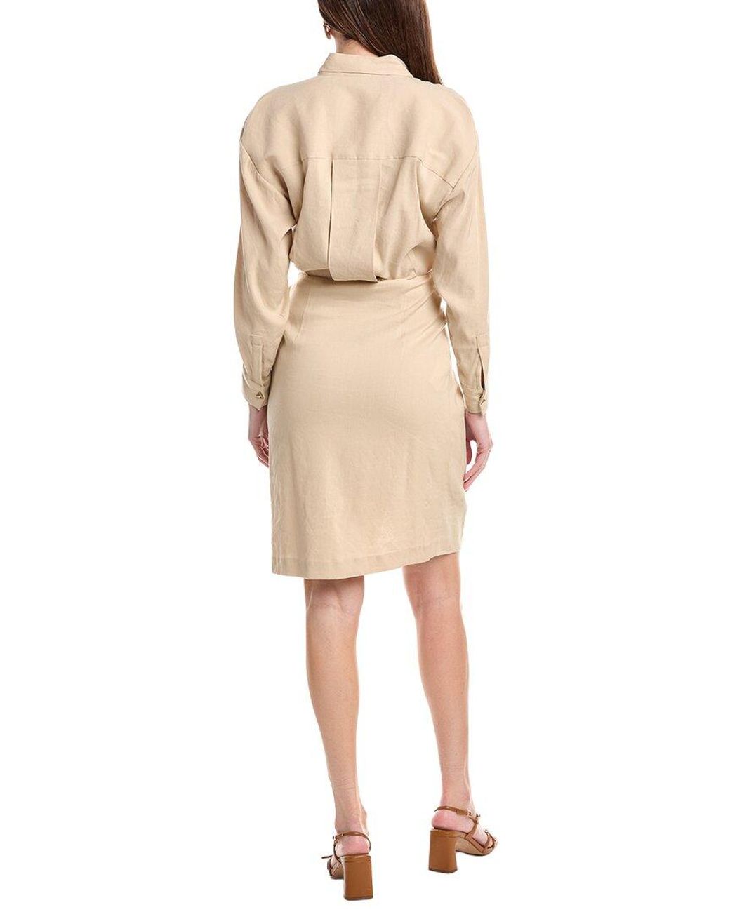 Maje White Linen-Blend Wrap Shirtdress