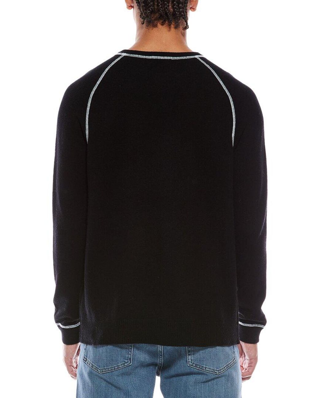 Brodie Cashmere Black Overlock Wool & Cashmere-Blend Sweatshirt for men