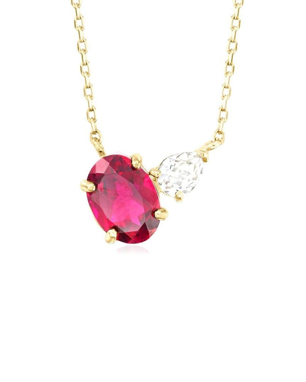 MaxColor Pink 14K 0.90 Ct. Tw. Lab-Grown Ruby Necklace