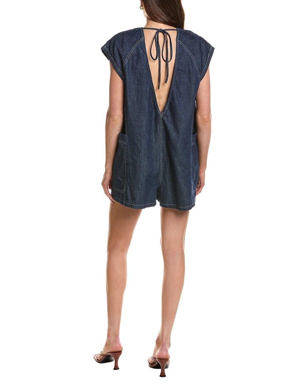 Free People Blue Free Fall Denim Romper