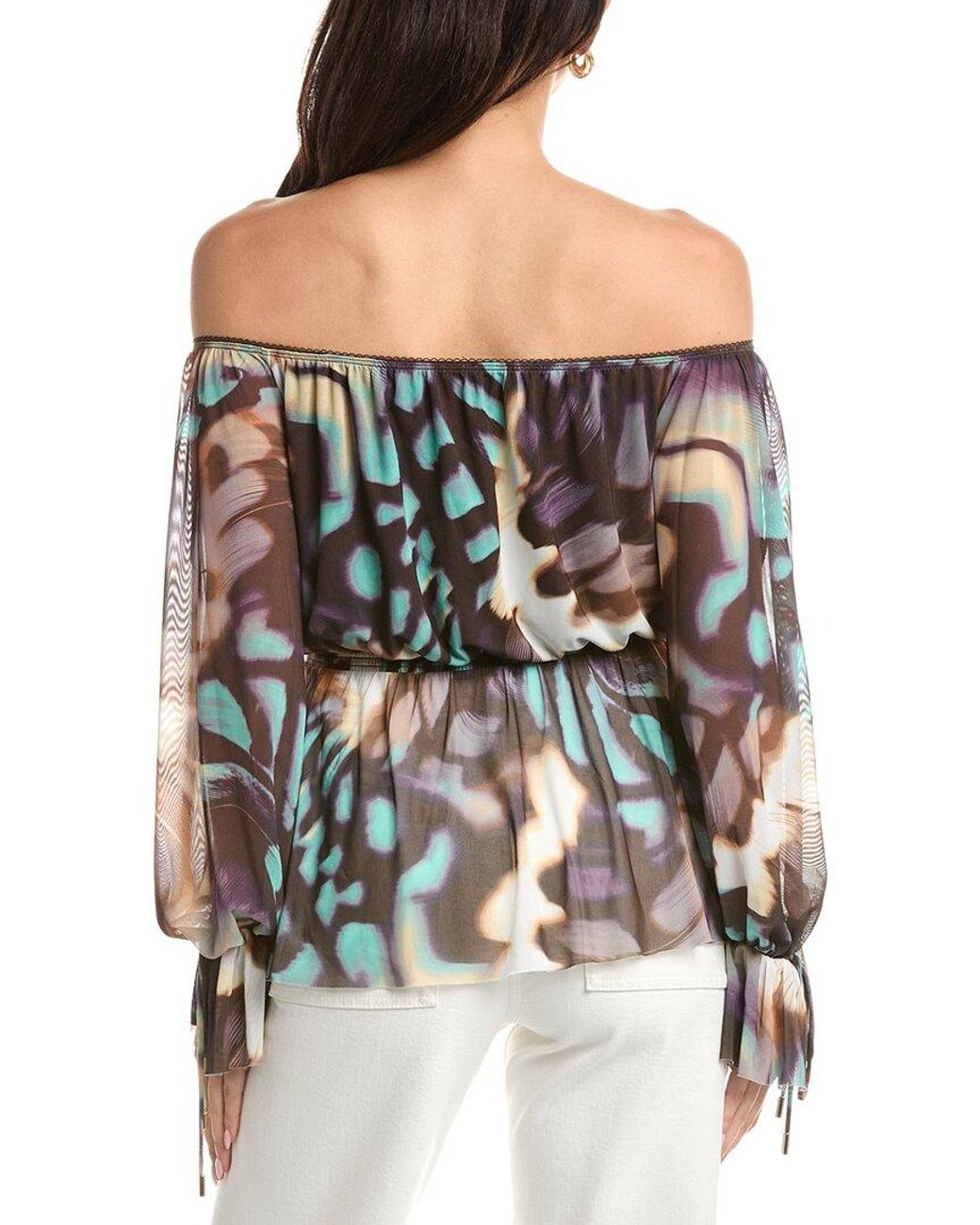 AFRM Brown Gordon Off-The-Shoulder Tunic Top