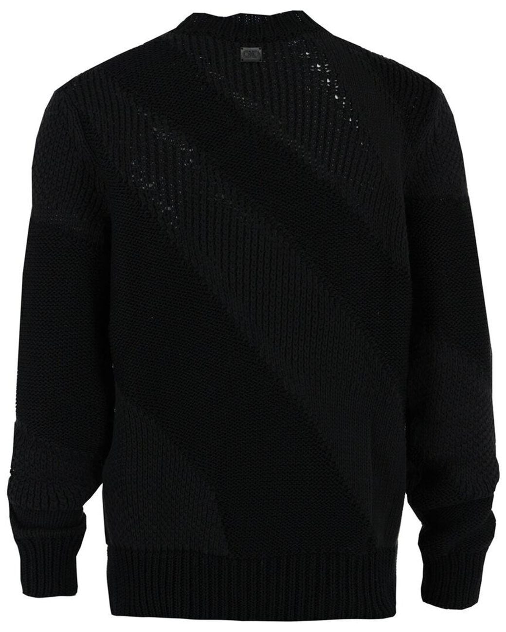 Ferragamo Black Textured Cable Knit Sweater for men