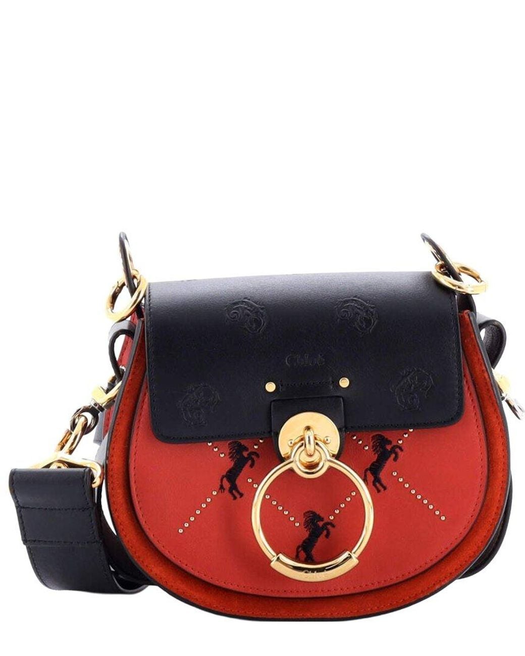 Chloé Leather Tess Bag Embroidered Small (Authentic Pre-Loved)